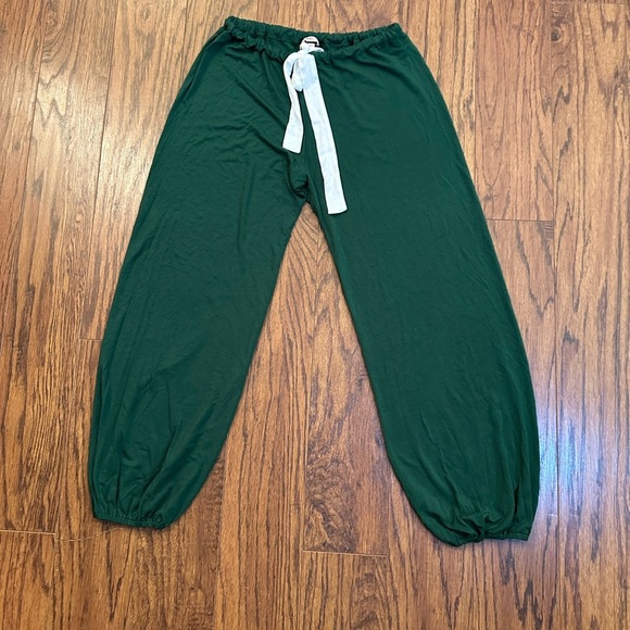 Eberjey Green Track Pants with Drawstring Waist - Picture 2 of 4